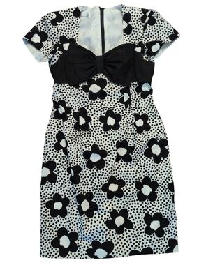 Gary Roark Black and White Floral Bow-Front Formal Dress Woman's Size 10